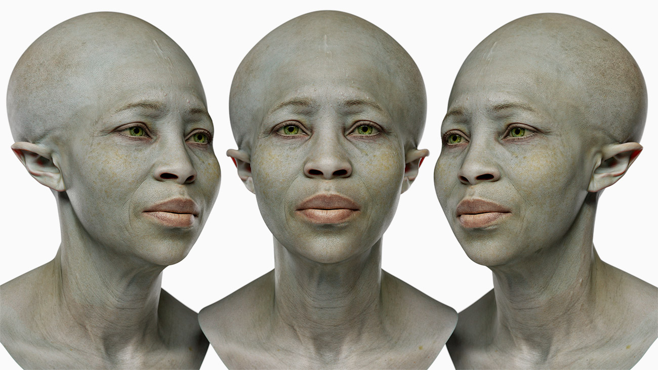 Green skinned female elf character download Blender